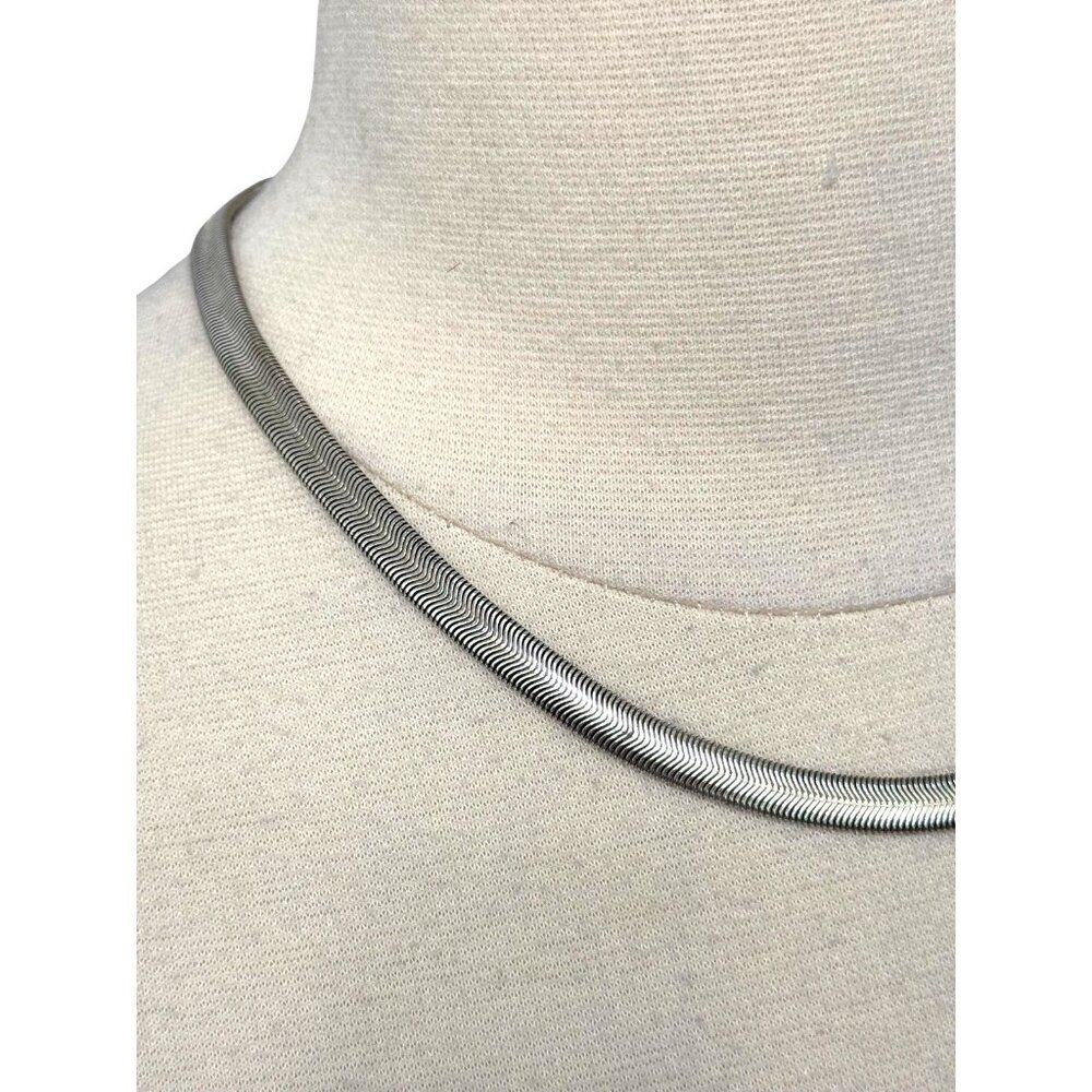 Sterling Silver 925 Herringbone Chain Necklace 17.5" 5MM Classic Versatile Sleek - Picture 9 of 11